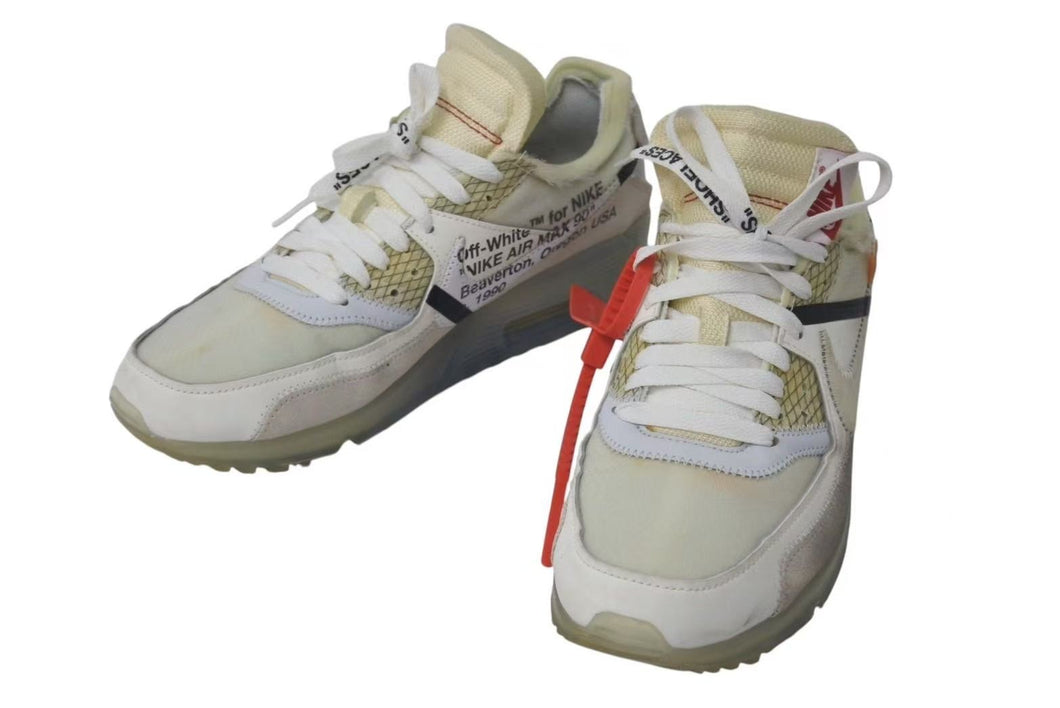 NIKE x OFF-WHITE ナイキｘオフホワイト ザテン エアマックス90 AA7293-100 ホワイト サイズ25cm 美品 中古 4c074584