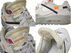 NIKE x OFF-WHITE ナイキｘオフホワイト ザテン エアマックス90 AA7293-100 ホワイト サイズ25cm 美品 中古 4c074584