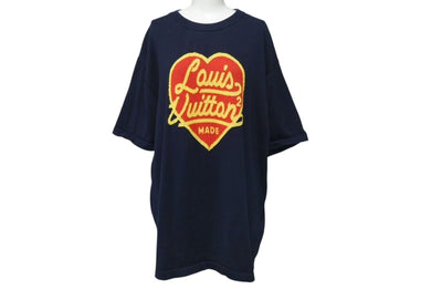 極美品 LOUIS VUITTON ルイヴィトン インタルシアハートロゴ コットンニットTシャツ RM221M JN5 HMN01W サイズXXL NIGO LV MADE 中古 4c074603