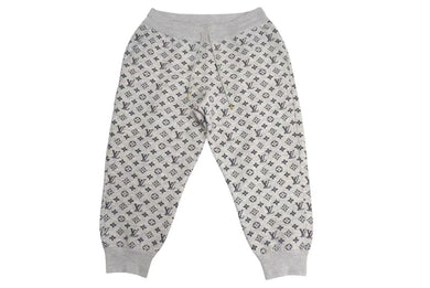 LOUIS VUITTON ルイヴィトン モノグラム カシミヤ混 ジョガーパンツ グレー サイズL FKKP09ZVE 美品 中古 4c074609