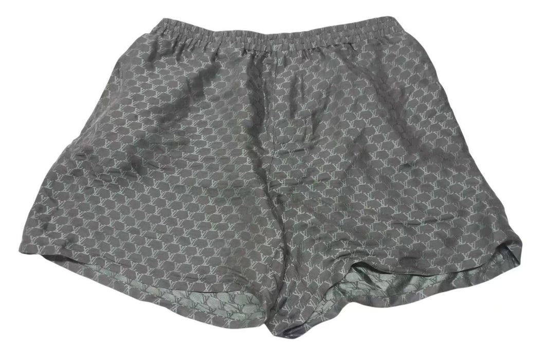 LOUIS VUITTON ルイヴィトン ジャカードモノグラムシルクショートパンツ グリーン グレー RM242MM KSY HRP 美品 中古 4c074613