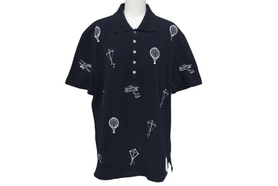 THOM BROWN トムブラウン Sky Icons Polo Shirt スカイアイコンポロシャツ ネイビー サイズ 3 MJP140E 美品 中古 4c074651
