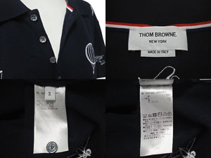THOM BROWN トムブラウン Sky Icons Polo Shirt スカイアイコンポロシャツ ネイビー サイズ 3 MJP140E 美品 中古 4c074651