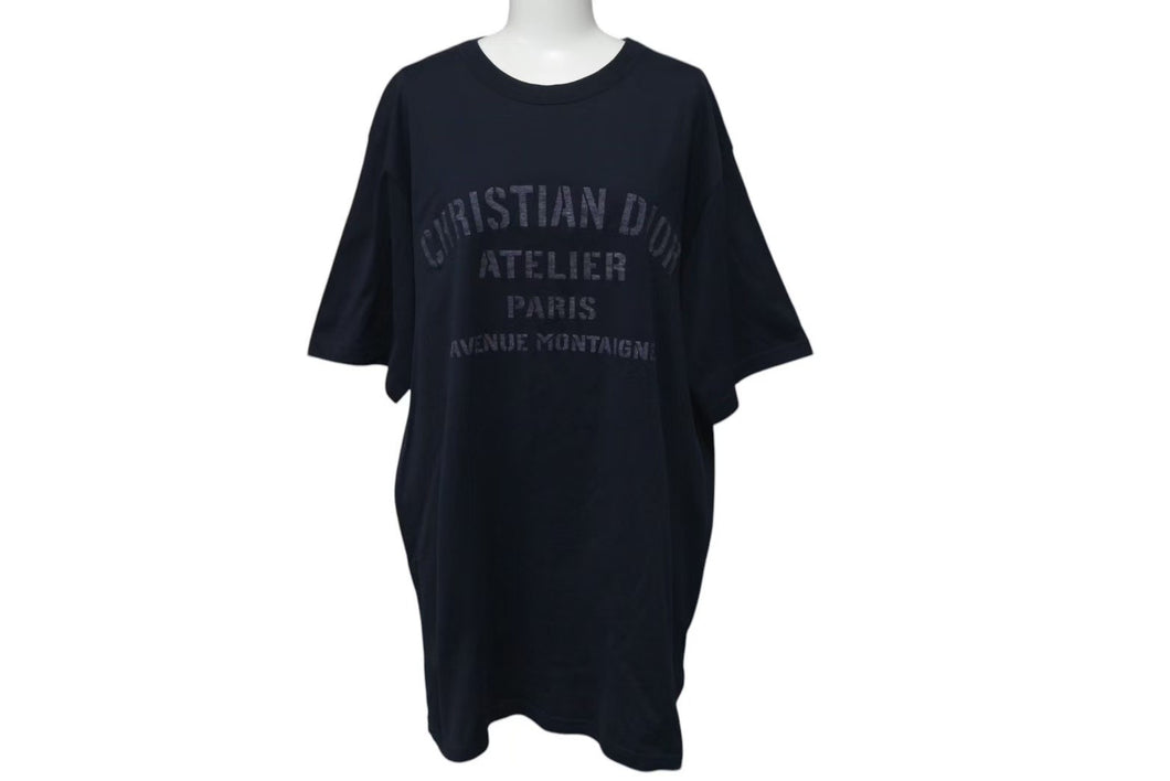 極美品 CHRISTIAN DIOR クリスチャンディオール ATELIER アトリエ半袖Tシャツ 043J615A0589 コットン ブラック サイズXL 中古 4c074653 