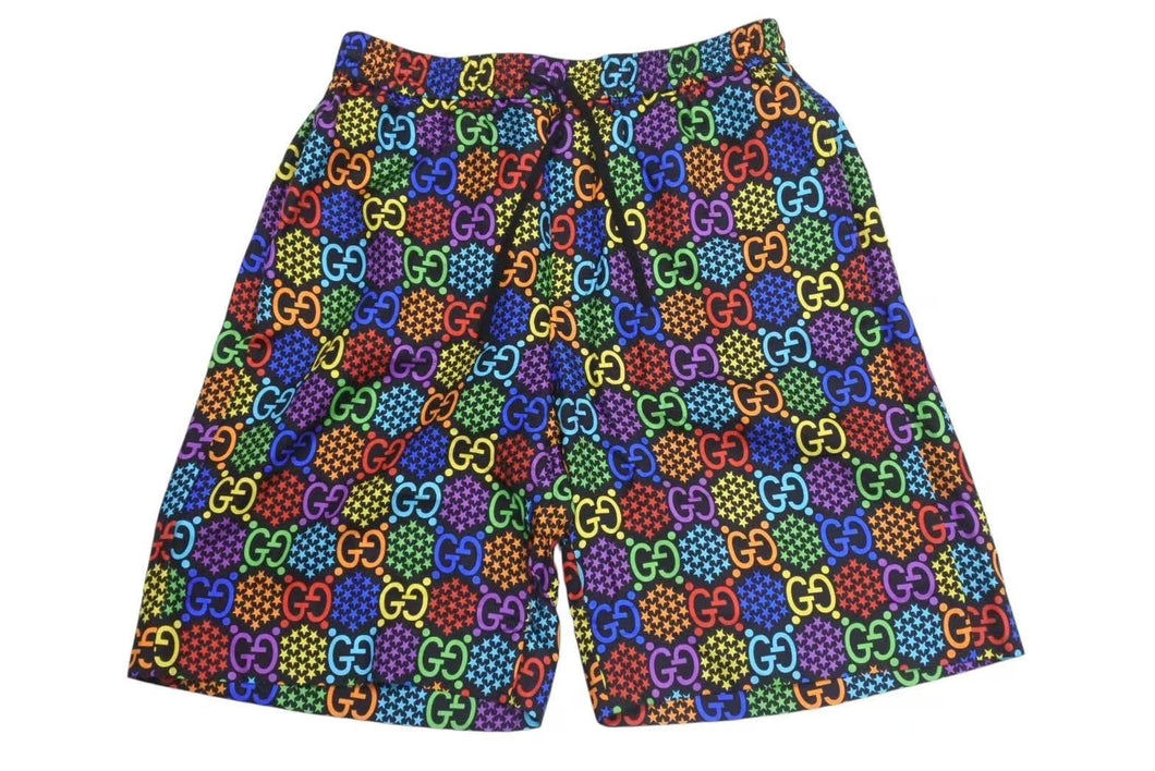 極美品 GUCCI GGマルチカラー サイケデリック シルクショーツ ハーフパンツ モノグラム サイズ48 497251 ZADGM 中古 4c074670 