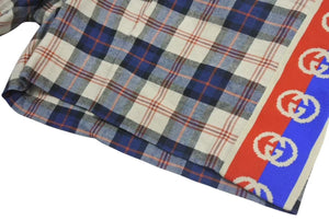 極美品 GUCCI グッチ サイドラインチェックリネン コットンショーツ コットン麻リネン レッドブルーベージュ サイズ48 中古 4c074671 