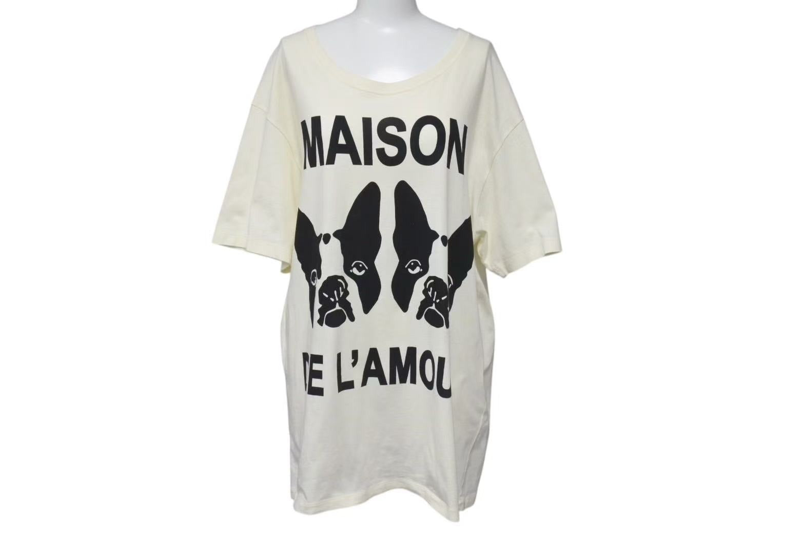 GUCCI - GUCCI グッチ MAISON DE L`AMOUR 犬 Tシャツ アイボリー サイズL コットン イタリア製 492347 X3P09 中古 4c074675 GUCCI グッチ MAISON DE L`AMOUR 犬 Tシャツ アイボリー サイズL