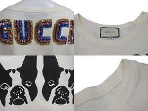 GUCCI グッチ MAISON DE L`AMOUR 犬 Tシャツ アイボリー サイズL コットン イタリア製 492347 X3P09 中古 4c074675 