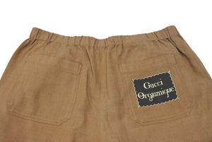 極美品 GUCCI グッチ ハーフパンツ ショーツ 623078 Z403L レーヨンリネン イタリア製 ブラウン ゴールド金具 サイズ48 中古 4c074677 