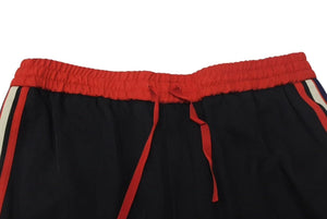 極美品 GUCCI グッチ サイドライントラックパンツ 502306 X9N81 ナイロン ブラック ネイビー アイボリー レッド サイズ48 中古 4c074680