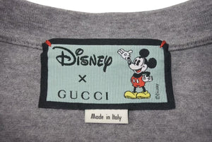 極美品 GUCCI × Disney グッチ ディズニー ミッキーマウス プリント ウェブライン 半袖Ｔシャツ グレー コットン 565806 XJB67 サイズM 中古 4c074686 