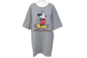 極美品 GUCCI × Disney グッチ ディズニー ミッキーマウス プリント ウェブライン 半袖Ｔシャツ グレー コットン 565806 XJB67 サイズM 中古 4c074686 