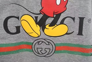 極美品 GUCCI × Disney グッチ ディズニー ミッキーマウス プリント ウェブライン 半袖Ｔシャツ グレー コットン 565806 XJB67 サイズM 中古 4c074686 