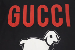 極美品 GUCCI グッチ グッチラム オーバーサイズ 半袖Tシャツ 565806 XJBTV イタリア製 コットン ブラック レッド M 中古 4c074691
