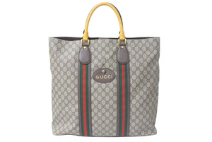 極美品 GUCCI グッチ GGスプリーム トートバッグ ハンドバッグ 473870 レザー GGスプリーム ベージュ ブラウン 中古 4c074712 