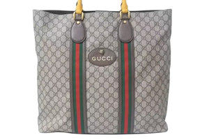 極美品 GUCCI グッチ GGスプリーム トートバッグ ハンドバッグ 473870 レザー GGスプリーム ベージュ ブラウン 中古 4c074712 