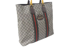 極美品 GUCCI グッチ GGスプリーム トートバッグ ハンドバッグ 473870 レザー GGスプリーム ベージュ ブラウン 中古 4c074712 
