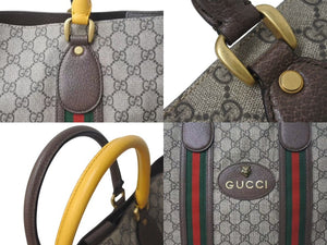 極美品 GUCCI グッチ GGスプリーム トートバッグ ハンドバッグ 473870 レザー GGスプリーム ベージュ ブラウン 中古 4c074712 