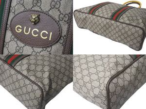 極美品 GUCCI グッチ GGスプリーム トートバッグ ハンドバッグ 473870 レザー GGスプリーム ベージュ ブラウン 中古 4c074712 