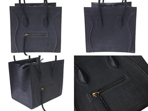CELINE セリーヌ ハンドバッグ ラゲージ ファントム ミディアムスクエア クロコ型押し S-LA-31852 レザー 中古 4c074715