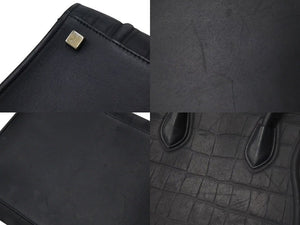 CELINE セリーヌ ハンドバッグ ラゲージ ファントム ミディアムスクエア クロコ型押し S-LA-31852 レザー 中古 4c074715