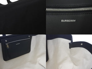 BURBERRY バーバリー ロゴディテール トートバッグ 8009268 ブラック コットンキャンバス 美品 中古 4c074716 