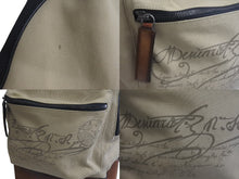 Load image into Gallery viewer, Berluti ベルルッティ カリグラフィ バックパック リュック G0118 ベージュ ブラック ブラウン コットンキャンバス レザー 美品 中古 4c074719