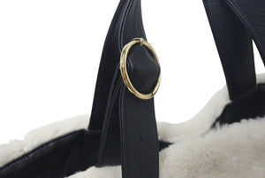 ADORE アドーア ファー トートバッグ ハンドバッグ ファー レザー ホワイト ブラック ゴールド金具 美品 中古 4c074720 