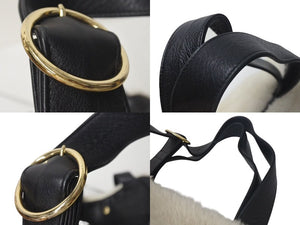 ADORE アドーア ファー トートバッグ ハンドバッグ ファー レザー ホワイト ブラック ゴールド金具 美品 中古 4c074720 