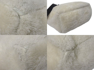 ADORE アドーア ファー トートバッグ ハンドバッグ ファー レザー ホワイト ブラック ゴールド金具 美品 中古 4c074720 