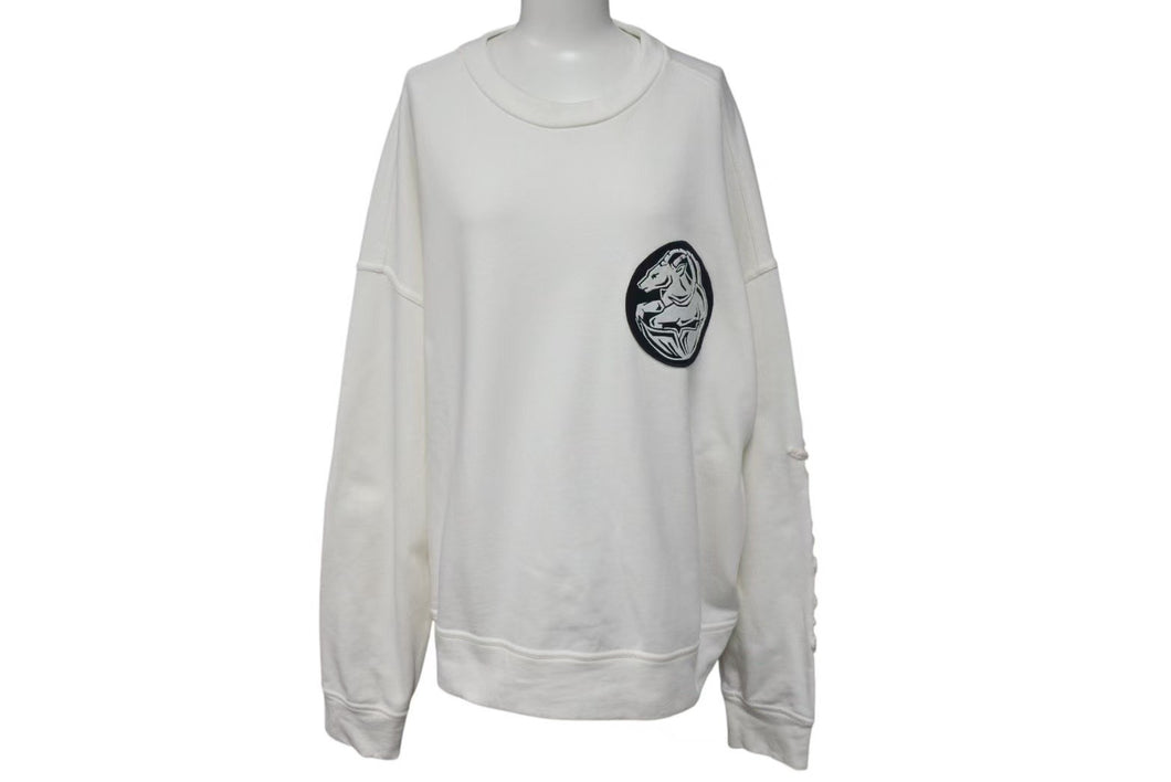 極美品 JIL SANDER ジルサンダー Zodiac Sweatshirt ゾディアック スウェットシャツ J21GU0004 サイズL カプリコーン ホワイト 中古 4c074731