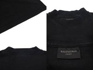 極美品 BALENCIAGA バレンシアガ Be different 半袖Tシャツ 712398 サイズL アップルサンプリング ブラック 刺繍 中古 4c074751