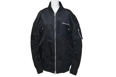 極美品 sacai サカイ MA-1 ジャケット 21-02523M サイズ3 ブラック ナイロン 切り返しデザイン 21SS 中古 4c074758 