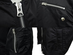 極美品 sacai サカイ MA-1 ジャケット 21-02523M サイズ3 ブラック ナイロン 切り返しデザイン 21SS 中古 4c074758 