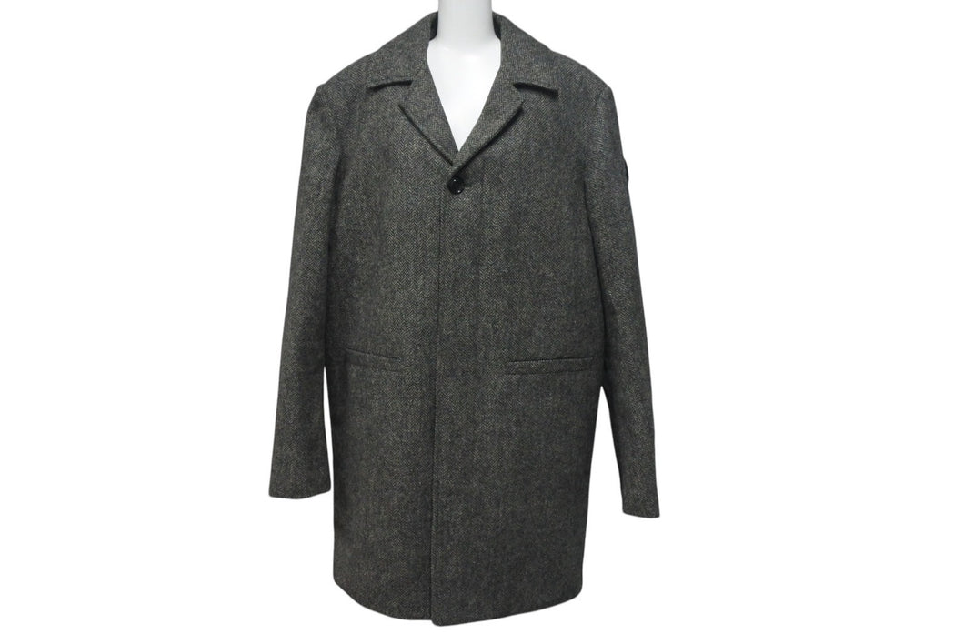 極美品 MONCLER モンクレール ANTHONY アンソニー ダウンコート サイズ4 エルボータトゥー柄 ヘリンボーン柄 グレー ウール 中古 4c074761