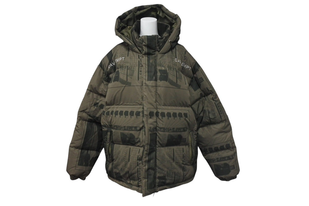 極美品 C.E / CAV EMPT シーイー ダウンジャケット パファージャケット CES14JK03 サイズL カーキ ポリエステル 総柄 名作 中古 4c074765