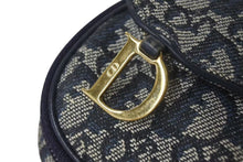 Load image into Gallery viewer, CHRISTIAN DIOR クリスチャンディオール トロッター ポーチ キャンバス レザー メタル ネイビー ゴールド金具 美品 中古 4c074769
