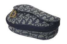 Load image into Gallery viewer, CHRISTIAN DIOR クリスチャンディオール トロッター ポーチ キャンバス レザー メタル ネイビー ゴールド金具 美品 中古 4c074769