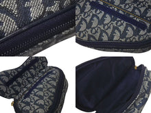Load image into Gallery viewer, CHRISTIAN DIOR クリスチャンディオール トロッター ポーチ キャンバス レザー メタル ネイビー ゴールド金具 美品 中古 4c074769
