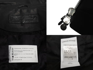 極美品 CHROME HEARTS クロムハーツ クロスパッチ レザージャケット ブラック 馬革 サイズS シルバー金具 中古 4c074770