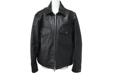 極美品 CHROME HEARTS クロムハーツ クロスパッチ レザージャケット ブラック 馬革 サイズS シルバー金具 中古 4c074770