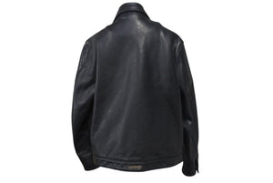 極美品 CHROME HEARTS クロムハーツ クロスパッチ レザージャケット ブラック 馬革 サイズS シルバー金具 中古 4c074770