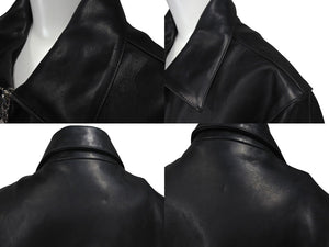 極美品 CHROME HEARTS クロムハーツ クロスパッチ レザージャケット ブラック 馬革 サイズS シルバー金具 中古 4c074770
