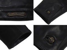 Load image into Gallery viewer, 極美品 CHROME HEARTS クロムハーツ クロスパッチ レザージャケット ブラック 馬革 サイズS シルバー金具 中古 4c074770