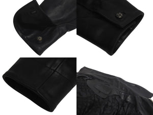 極美品 CHROME HEARTS クロムハーツ クロスパッチ レザージャケット ブラック 馬革 サイズS シルバー金具 中古 4c074770
