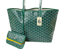 Load image into Gallery viewer, 新品未使用 GOYARD ゴヤール サンルイPM バッグ トートバッグ STLOUIPMLTY09CL09P PVC レザー ヘリンボーン グリーン 中古 4c074785