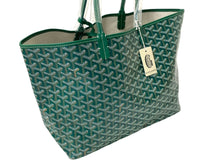Load image into Gallery viewer, 新品未使用 GOYARD ゴヤール サンルイPM バッグ トートバッグ STLOUIPMLTY09CL09P PVC レザー ヘリンボーン グリーン 中古 4c074785