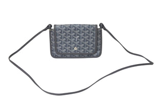 新品同様 GOYARD ゴヤール プリュメ ショルダーバッグ レザー PVC グレーシルバー金具中古 4c074786