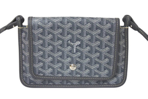 新品同様 GOYARD ゴヤール プリュメ ショルダーバッグ レザー PVC グレーシルバー金具中古 4c074786