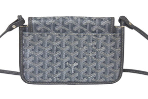 新品同様 GOYARD ゴヤール プリュメ ショルダーバッグ レザー PVC グレーシルバー金具中古 4c074786